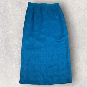 Vintage Adrianna Papell Vibrant Blue 100% Silk Pencil Skirt